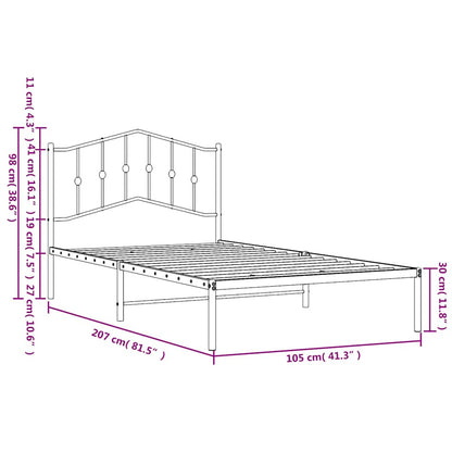 Metal Bed Frame without Mattress with Headboard White 100x200cm