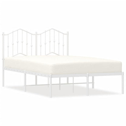 Metal Bed Frame without Mattress with Headboard White 120x190cm