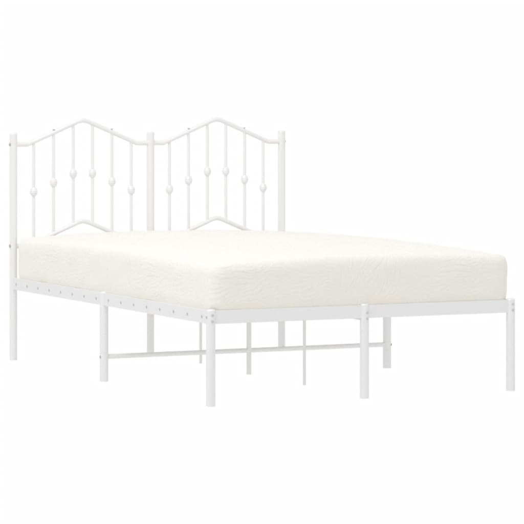 Metal Bed Frame without Mattress with Headboard White 120x190cm