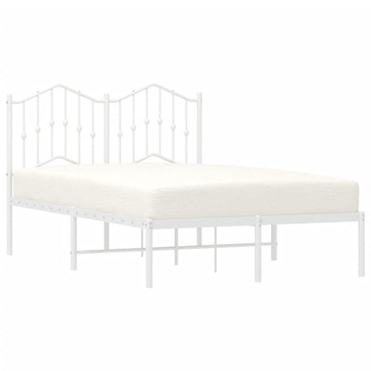 Metal Bed Frame without Mattress with Headboard White 120x190cm