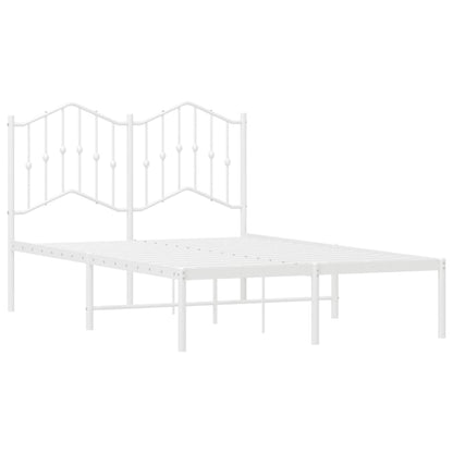 Metal Bed Frame without Mattress with Headboard White 120x190cm