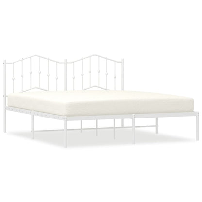 Metal Bed Frame without Mattress with Headboard White 160x200cm