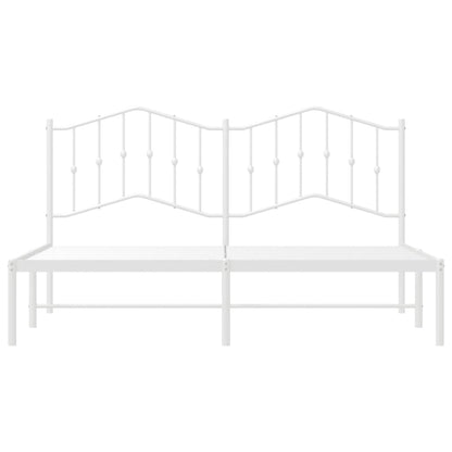 Metal Bed Frame without Mattress with Headboard White 160x200cm