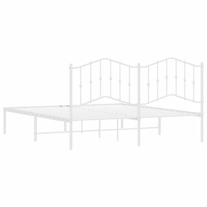 Metal Bed Frame without Mattress with Headboard White 160x200cm