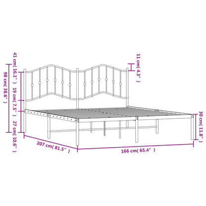 Metal Bed Frame without Mattress with Headboard White 160x200cm