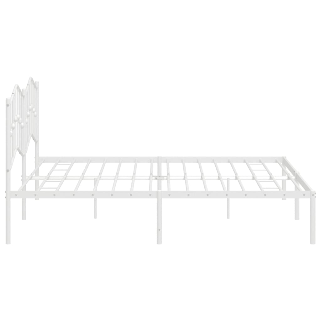 Metal Bed Frame without Mattress with Headboard White 200x200cm