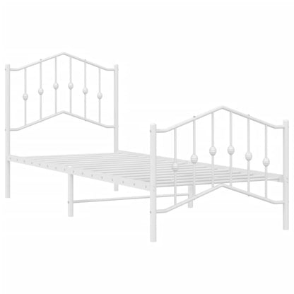 Metal Bed Frame without Mattress with Footboard White 90x200cm