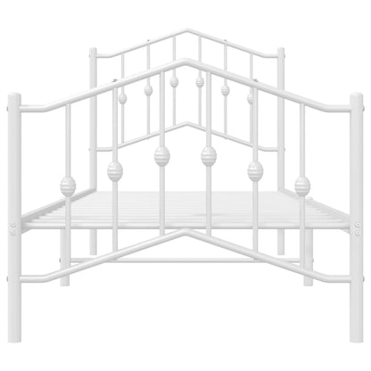 Metal Bed Frame without Mattress with Footboard White 90x200cm