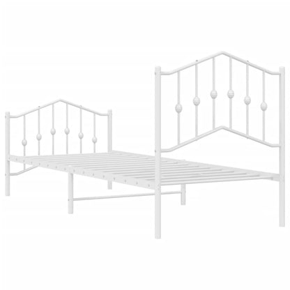 Metal Bed Frame without Mattress with Footboard White 90x200cm