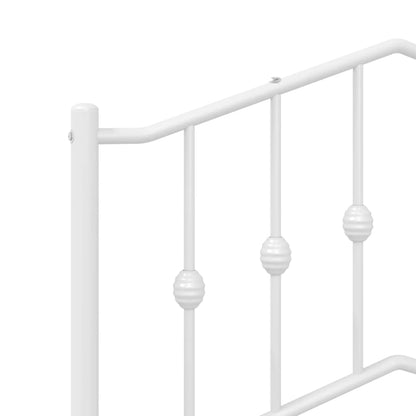 Metal Bed Frame without Mattress with Footboard White 90x200cm