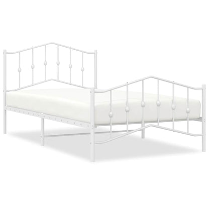 Metal Bed Frame without Mattress with Footboard White 100x200cm