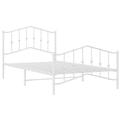 Metal Bed Frame without Mattress with Footboard White 100x200cm