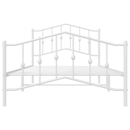 Metal Bed Frame without Mattress with Footboard White 100x200cm
