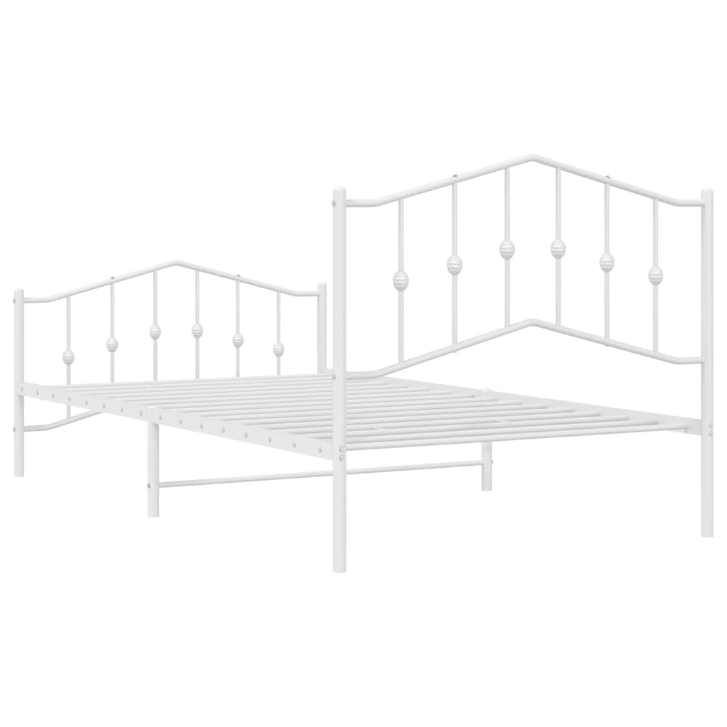 Metal Bed Frame without Mattress with Footboard White 100x200cm