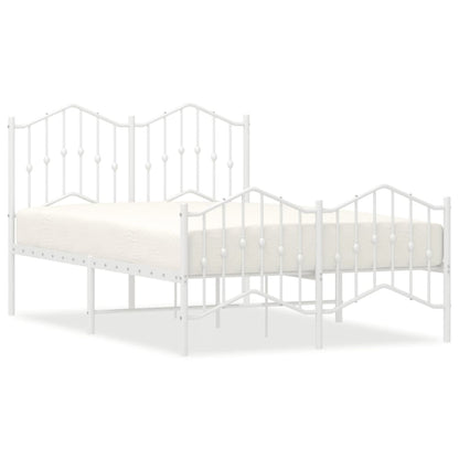 Metal Bed Frame without Mattress with Footboard White 120x190cm