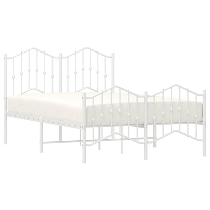 Metal Bed Frame without Mattress with Footboard White 120x190cm