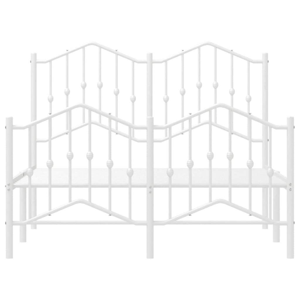 Metal Bed Frame without Mattress with Footboard White 120x190cm