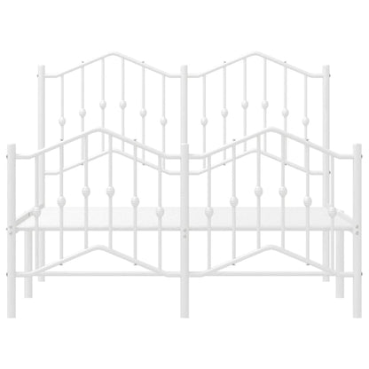 Metal Bed Frame without Mattress with Footboard White 120x190cm