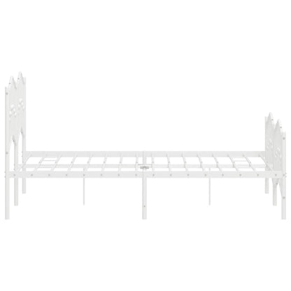 Metal Bed Frame without Mattress with Footboard White 120x190cm