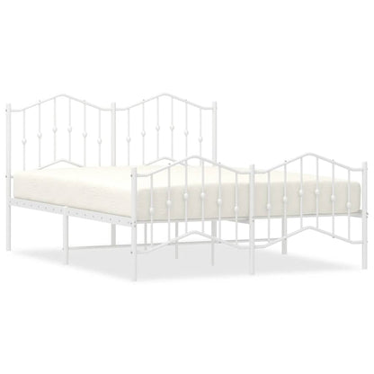 Metal Bed Frame without Mattress with Footboard White 135x190cm