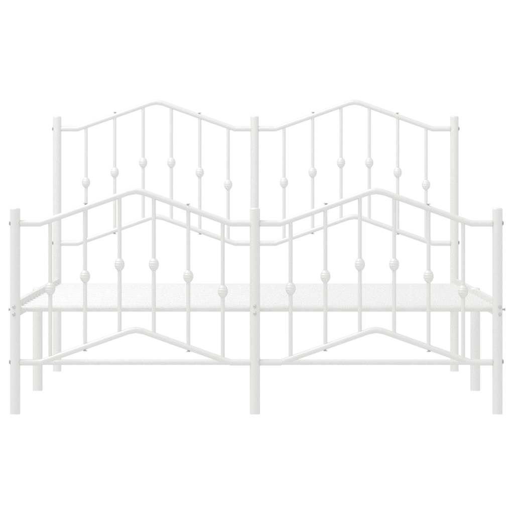 Metal Bed Frame without Mattress with Footboard White 135x190cm