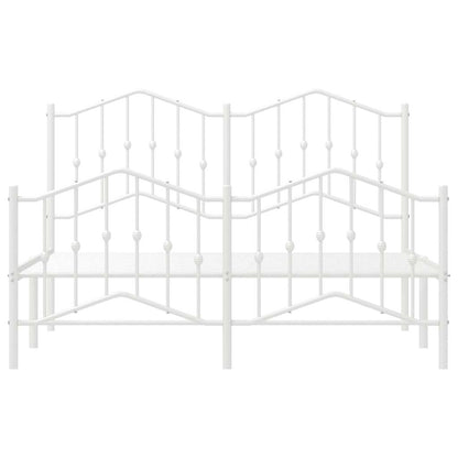 Metal Bed Frame without Mattress with Footboard White 135x190cm
