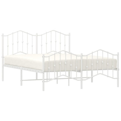 Metal Bed Frame without Mattress with Footboard White 140x190cm