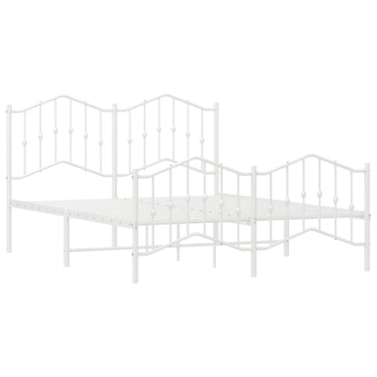 Metal Bed Frame without Mattress with Footboard White 140x190cm
