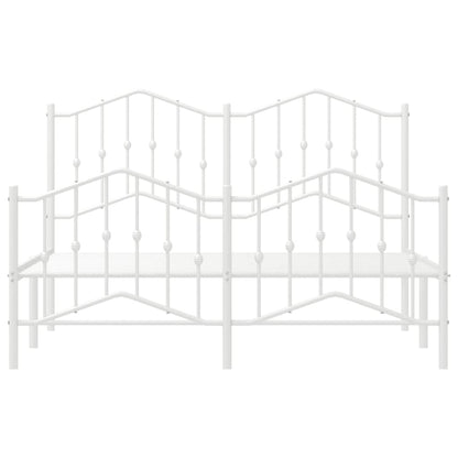 Metal Bed Frame without Mattress with Footboard White 140x190cm