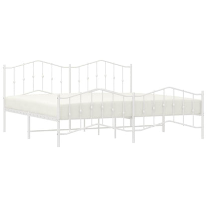 Metal Bed Frame without Mattress with Footboard White 193x203cm