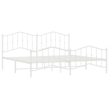 Metal Bed Frame without Mattress with Footboard White 193x203cm