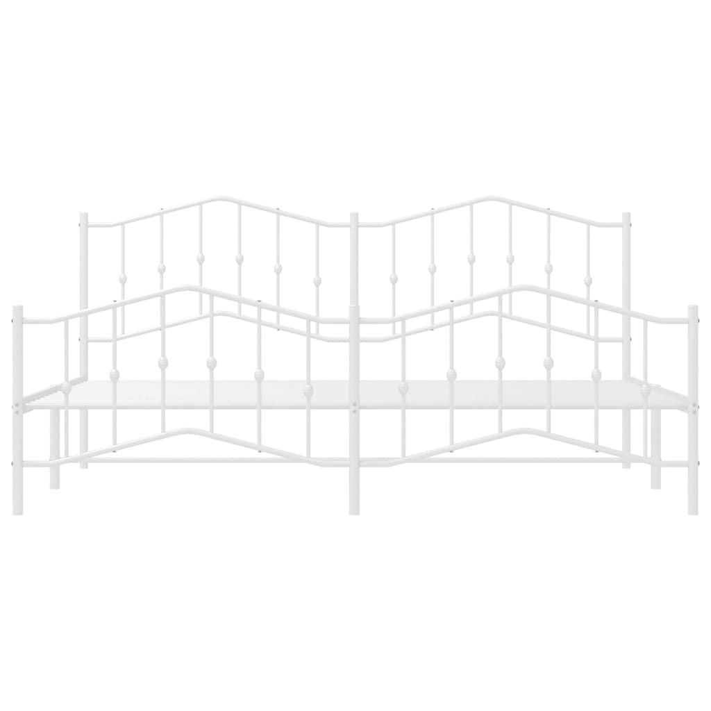 Metal Bed Frame without Mattress with Footboard White 193x203cm