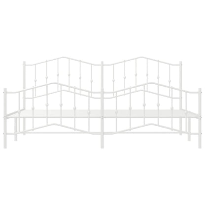 Metal Bed Frame without Mattress with Footboard White 193x203cm
