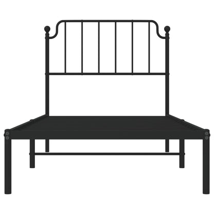 Metal Bed Frame without Mattress with Headboard Black 90x190cm