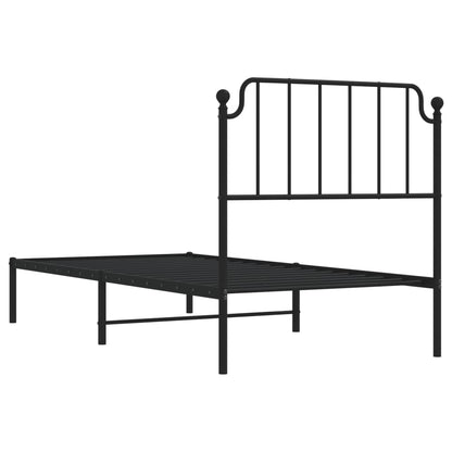 Metal Bed Frame without Mattress with Headboard Black 90x190cm