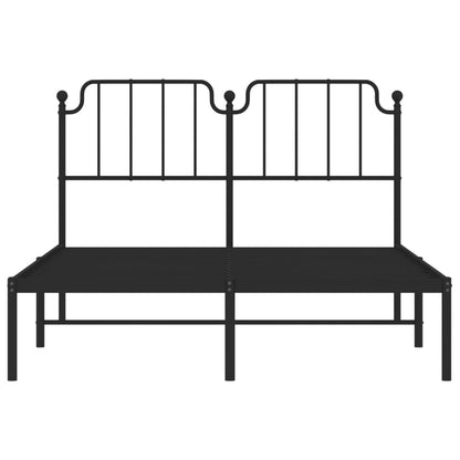 Metal Bed Frame without Mattress with Headboard Black 140x190cm