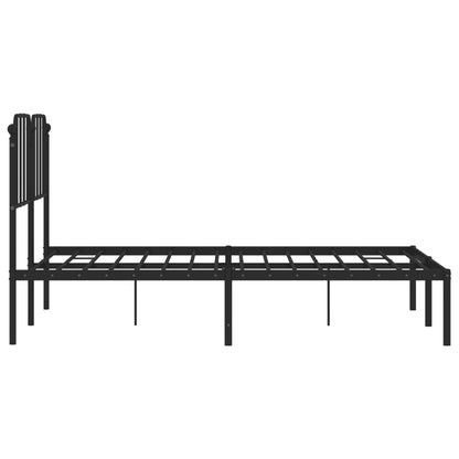 Metal Bed Frame without Mattress with Headboard Black 140x190cm