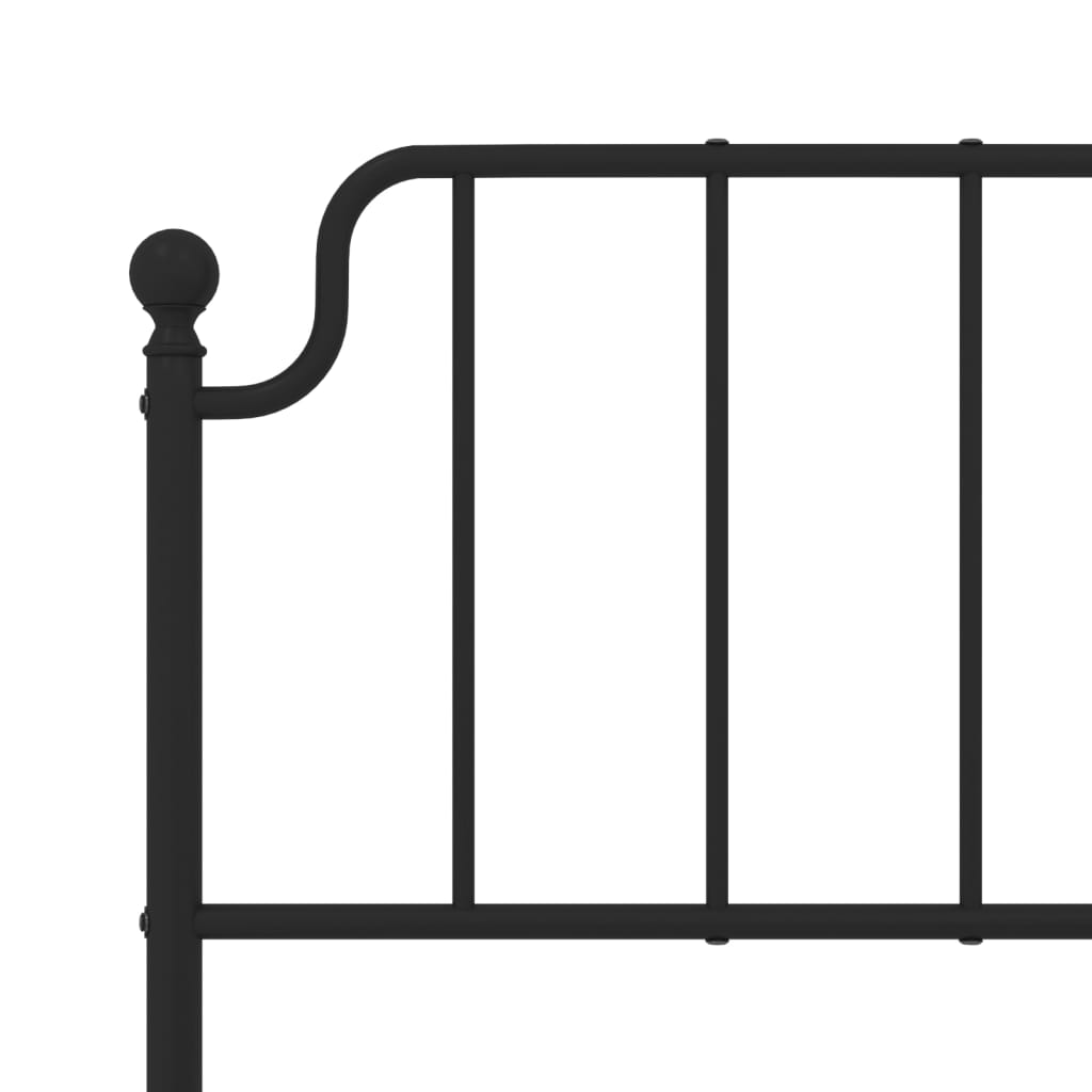 Metal Bed Frame without Mattress with Headboard Black 140x190cm