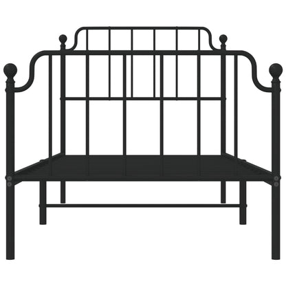 Metal Bed Frame without Mattress with Footboard Black 90x200cm