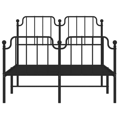 Metal Bed Frame without Mattress with Footboard Black 120x200cm