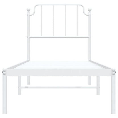 Metal Bed Frame without Mattress with Headboard White 75x190cm