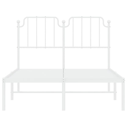 Metal Bed Frame without Mattress with Headboard White 120x190cm