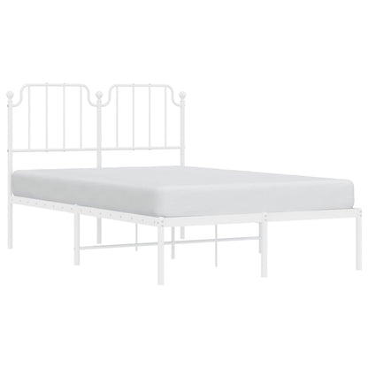 Metal Bed Frame without Mattress with Headboard White 120x200cm