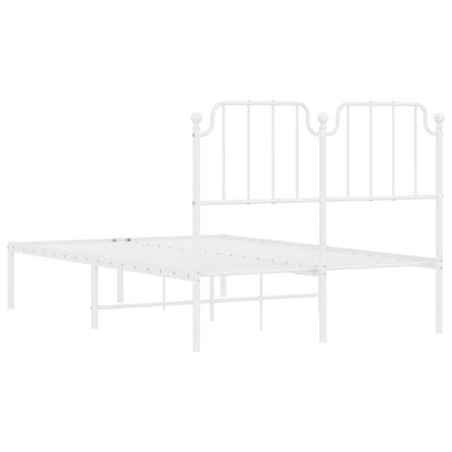 Metal Bed Frame without Mattress with Headboard White 120x200cm