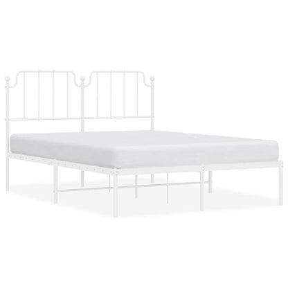 Metal Bed Frame without Mattress with Headboard White 135x190cm
