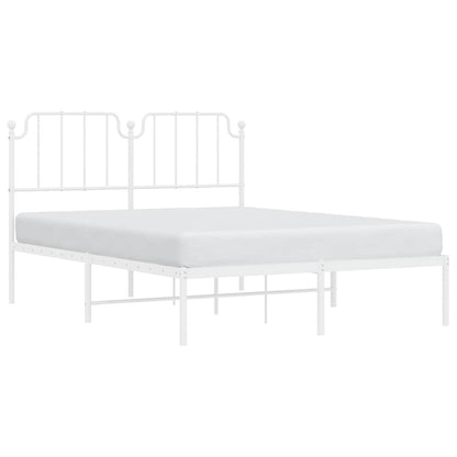 Metal Bed Frame without Mattress with Headboard White 135x190cm