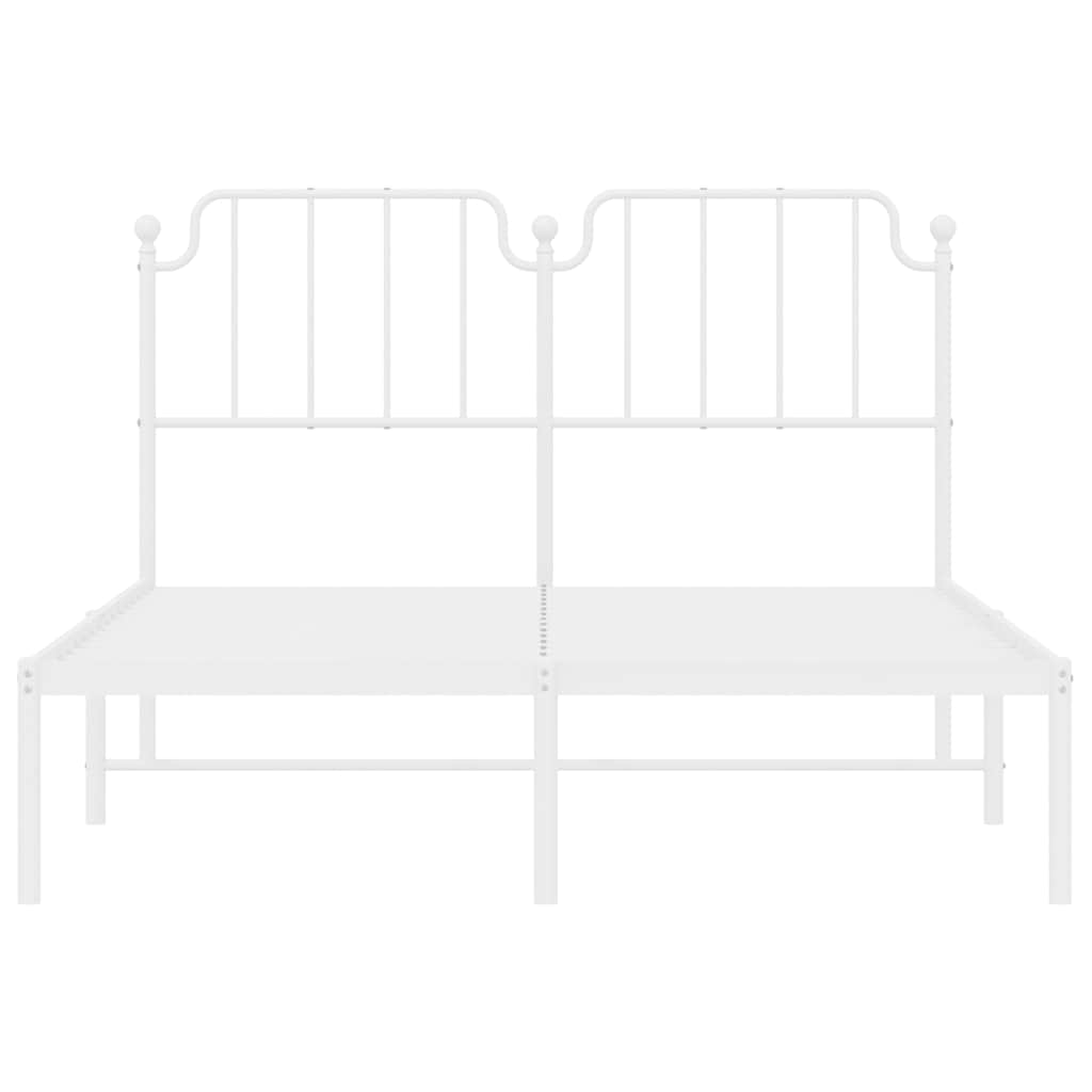 Metal Bed Frame without Mattress with Headboard White 135x190cm