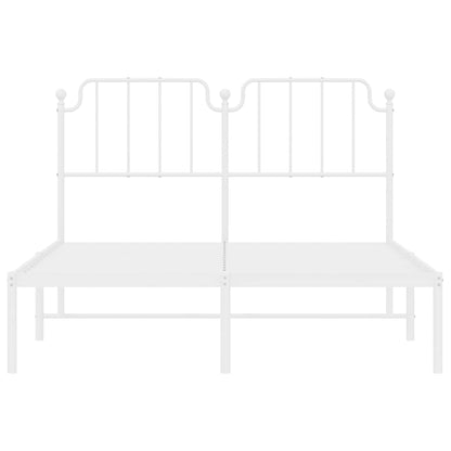 Metal Bed Frame without Mattress with Headboard White 135x190cm