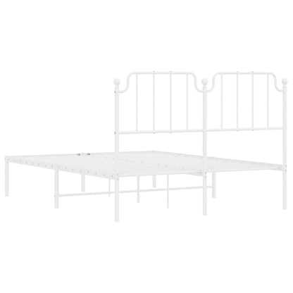 Metal Bed Frame without Mattress with Headboard White 135x190cm