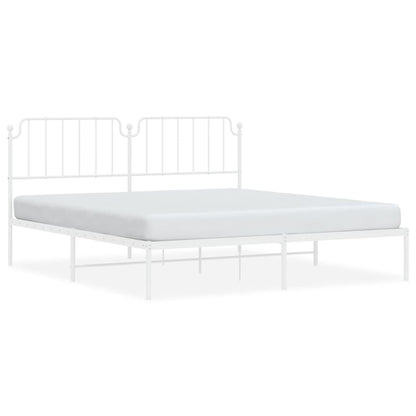 Metal Bed Frame without Mattress with Headboard White 160x200cm